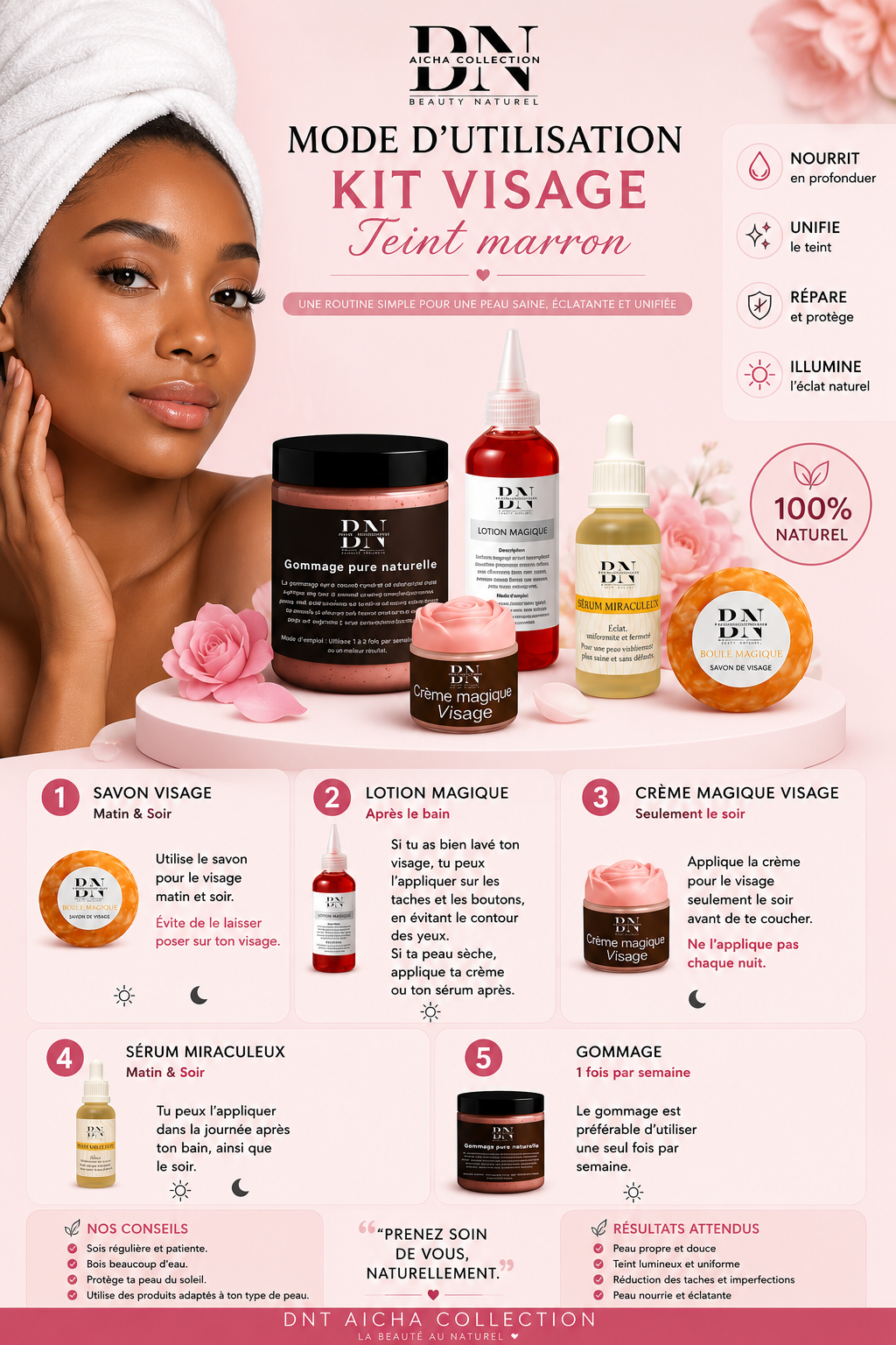 Kit visage teint marron