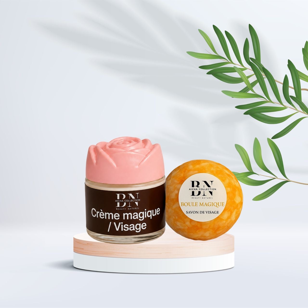 Due bailli teint marron crème et savon visage