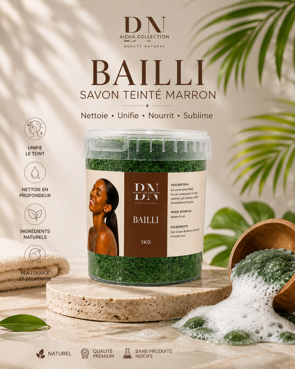 Savon bailli teint marron 1kg